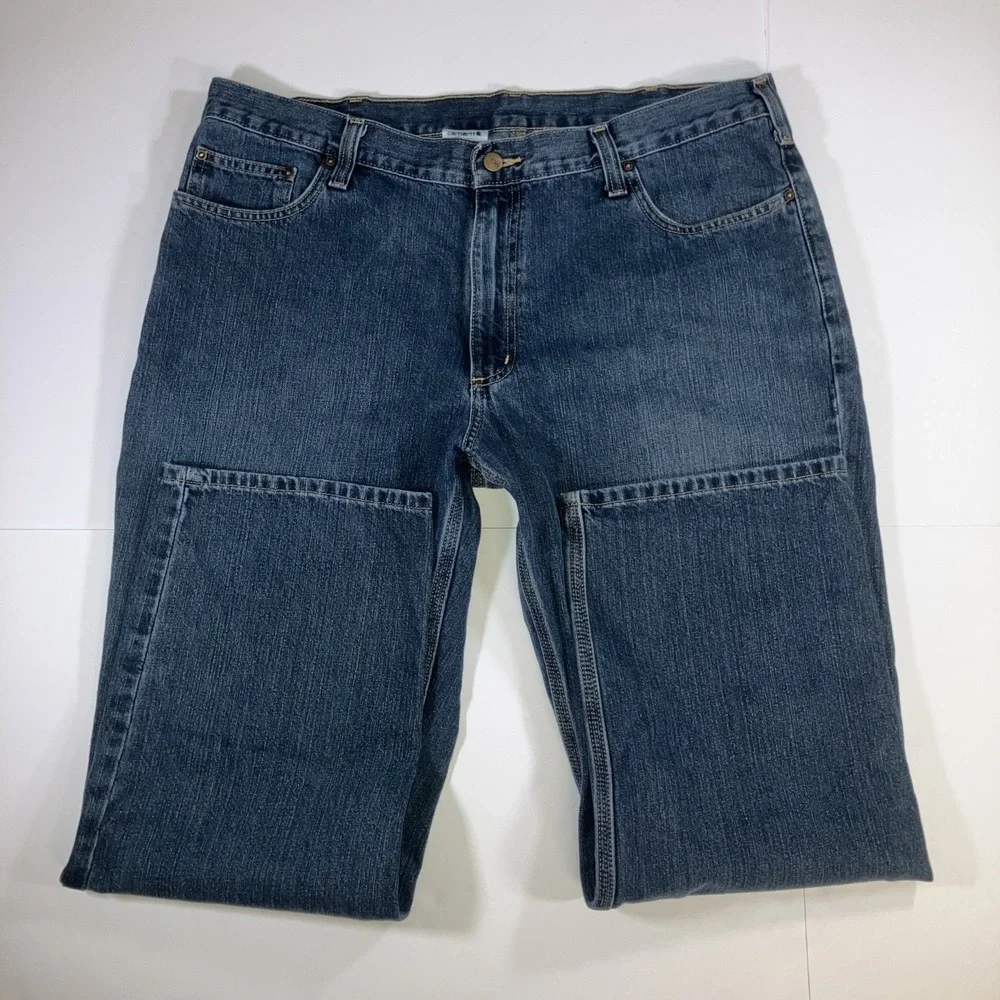 Carhartt Relaxed Fit Jeans Mens 40x30 Blue Straight Leg Workwear BD1483